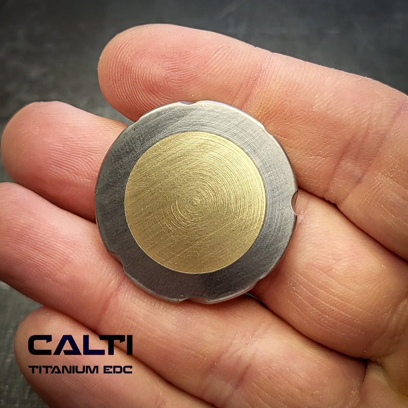 Load image into Gallery viewer, Titanium &amp; Brass EDC Challenge Coin | 32mm Hand-Finished Multi-Metal Token
