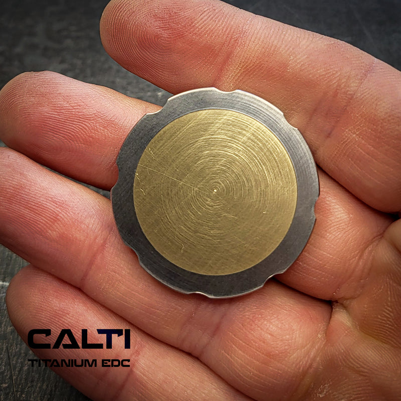 Load image into Gallery viewer, Titanium &amp; Brass EDC Challenge Coin | 35mm Hand-Finished Multi-Metal Token
