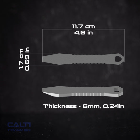 CALTI Slim Titanium Pocket Prybar: Ultra-Strong & Lightweight EDC Tool (Stonewashed or Anodized)