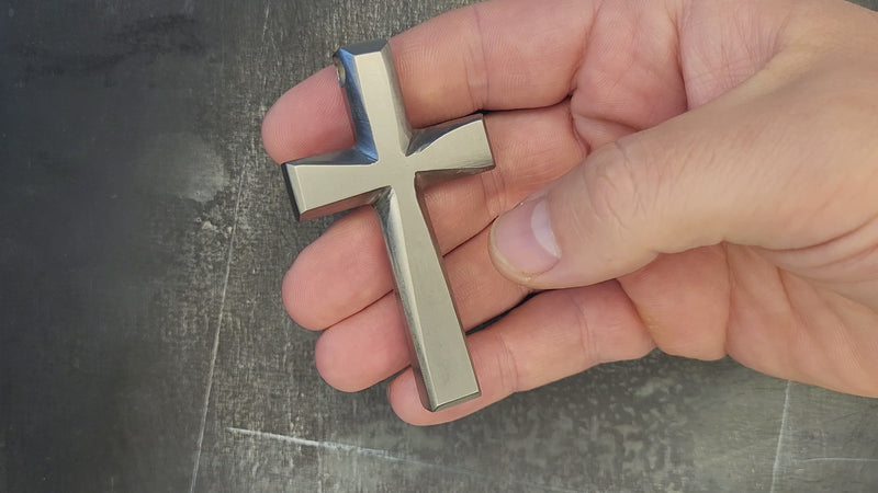 Load and play video in Gallery viewer, Big Custom Titanium Cross, Hypoallergic Christian Custom Accessory, Necklace or Keychain
