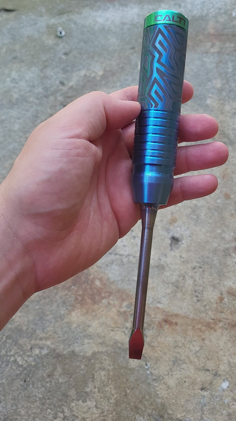 Load and play video in Gallery viewer, Custom Handmade Titanium Flathead Screwdriver - With internal tool compartment - Precision Salt Waterproof Tool
