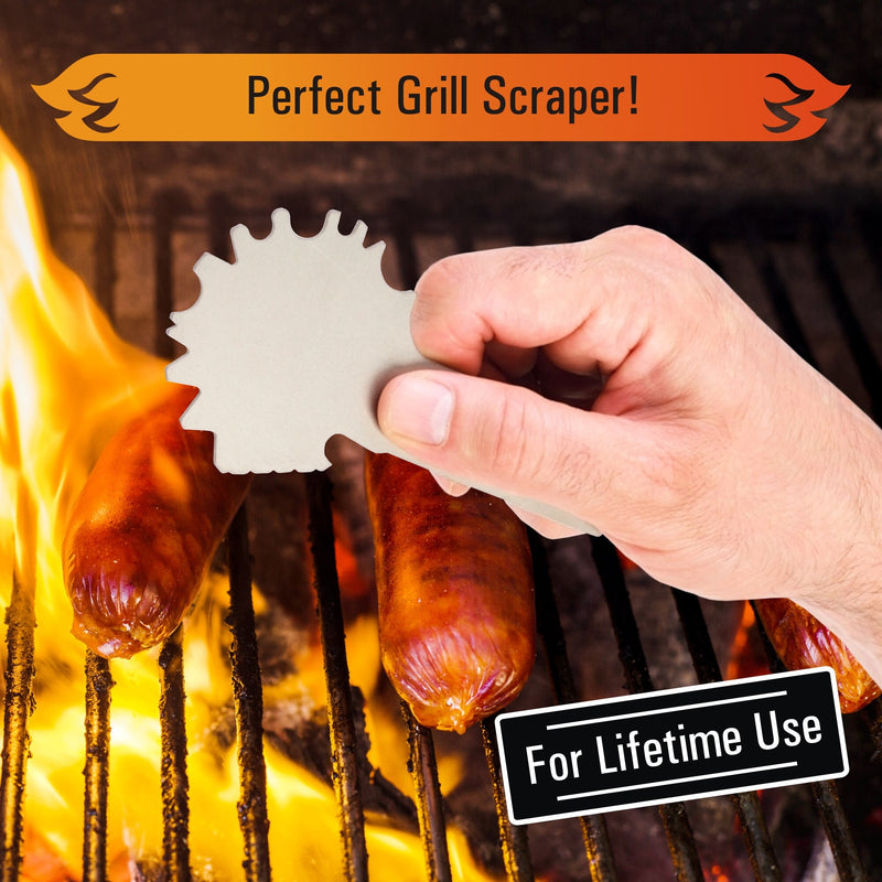 Load image into Gallery viewer, Titanium Grill Scraper with handle, grill tool, grill scraper, camping, hiking, titanium edc, camping tool
