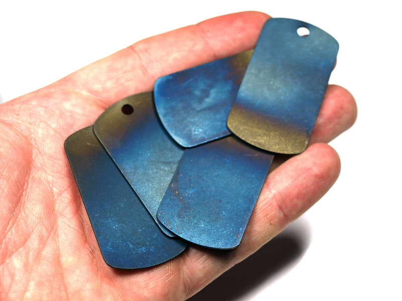 Load image into Gallery viewer, Set of 10 Titanium tag, Military badge, military, Hypoalergic, Dog tag, pet tag, titanium edc, medical tag, medical alert tag, engraved tag
