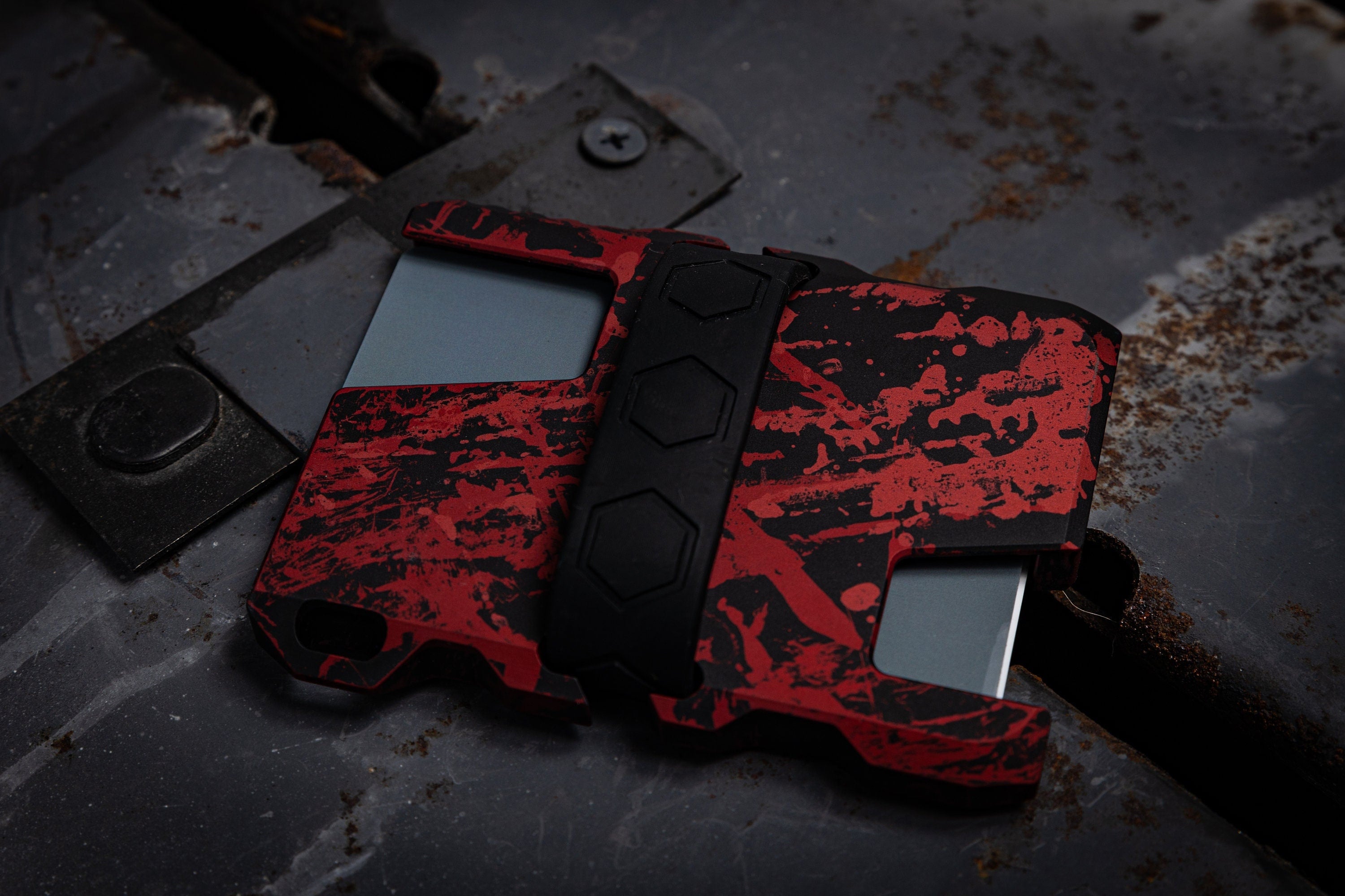 Custom Tacticool EDC Wallet Red & Black with Trident – CALTI_accessories