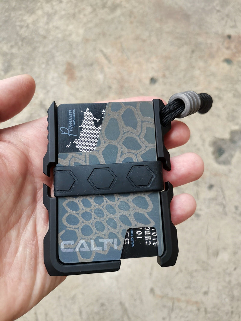 Load image into Gallery viewer, Tactical Black EDC Minimalist Slim Wallet by CALTI, RFID Protect, Mens Wallet, Business Card Holder, Front Pocket Wallet, Tactical Wallet
